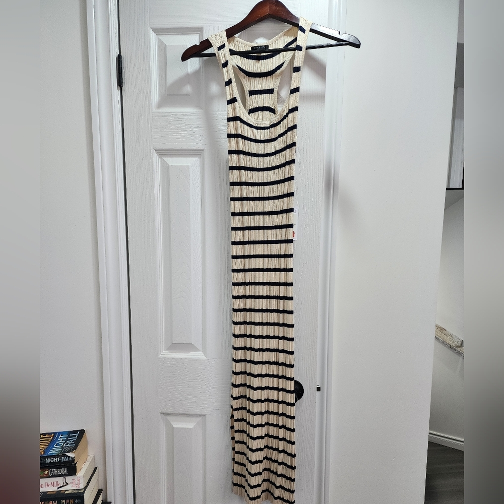 Dynamite Striped Maxi Dress - Navy Blue and Cream